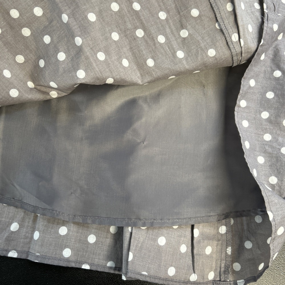 Evan Picone Women's 10 Gray White Polka Dot Dress Belted Sleeveless Collar Zip‎ - Picture 14 of 16